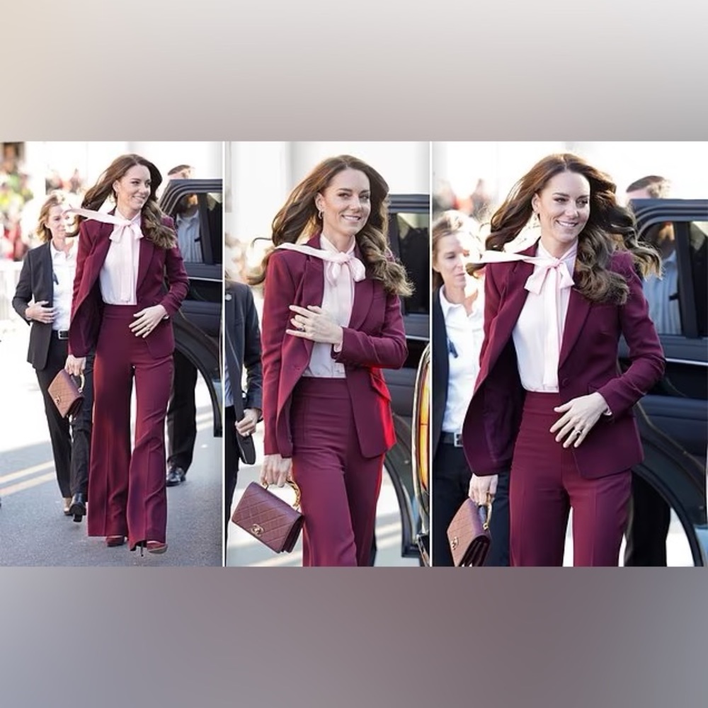 Roland Mouret Burgundy Color Blazer ASO Kate Middleton